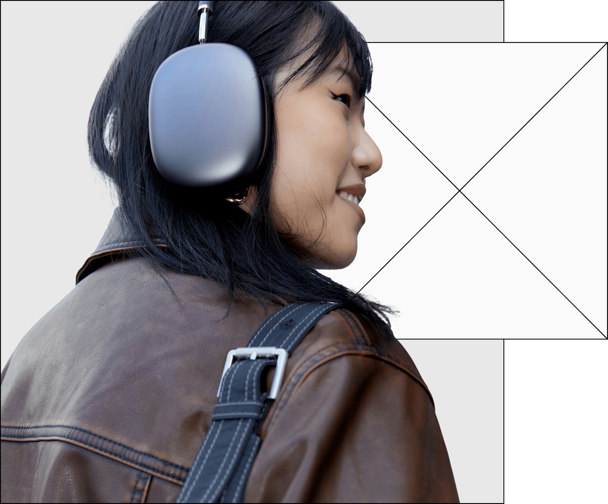 Smiling woman listening to music